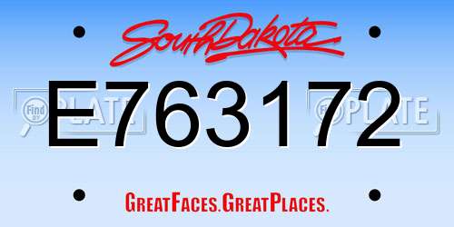 E763172 South Dakota License Plate