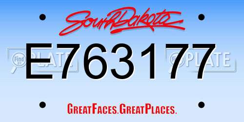 E763177 South Dakota License Plate