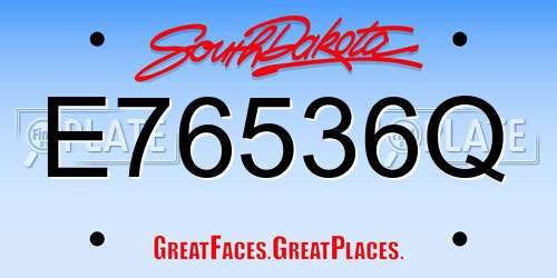 E76536Q South Dakota License Plate