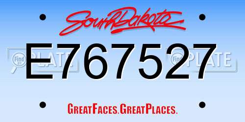 E767527 South Dakota License Plate
