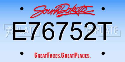 E76752T South Dakota License Plate