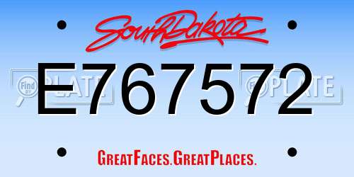E767572 South Dakota License Plate