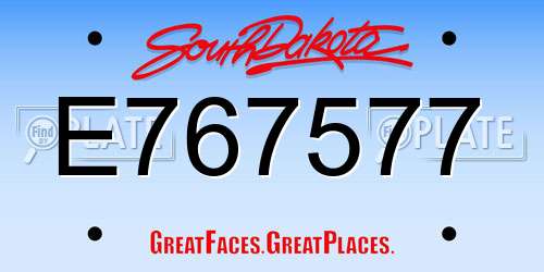 E767577 South Dakota License Plate