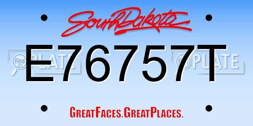 E76757T South Dakota License Plate
