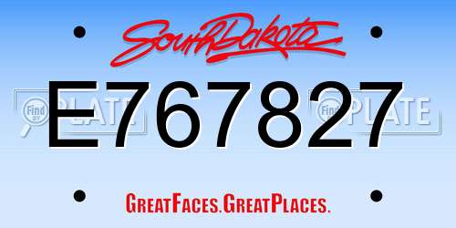 E767827 South Dakota License Plate