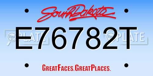 E76782T South Dakota License Plate