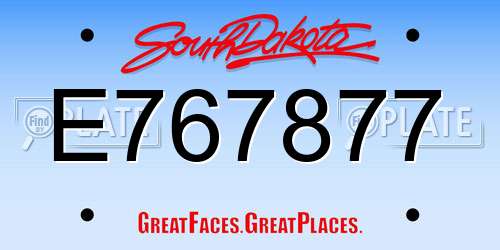 E767877 South Dakota License Plate