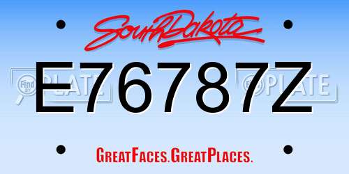 E76787Z South Dakota License Plate