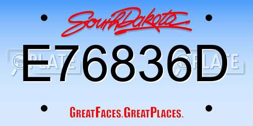 E76836D South Dakota License Plate