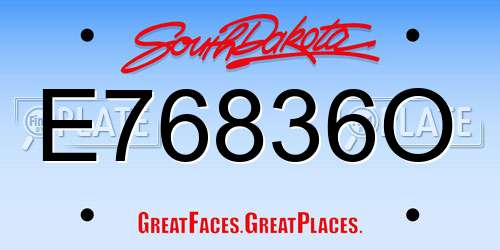 E76836O South Dakota License Plate