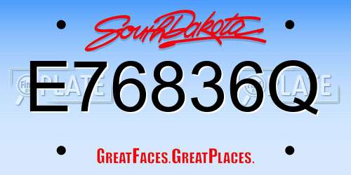 E76836Q South Dakota License Plate