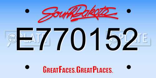 E770152 South Dakota License Plate