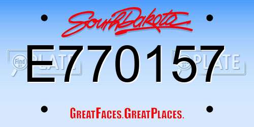 E770157 South Dakota License Plate