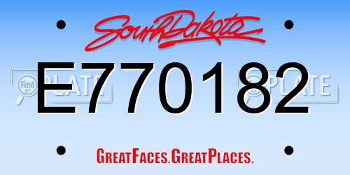 E770182 South Dakota License Plate