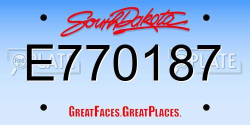 E770187 South Dakota License Plate