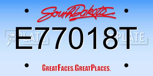 E77018T South Dakota License Plate