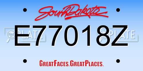 E77018Z South Dakota License Plate