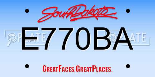 E770BA South Dakota License Plate