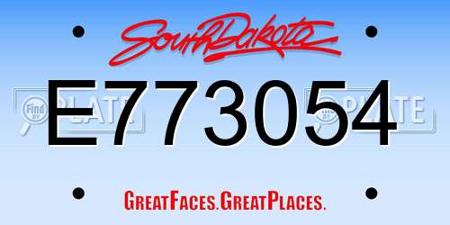 E773054 South Dakota License Plate