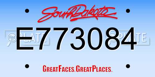 E773084 South Dakota License Plate