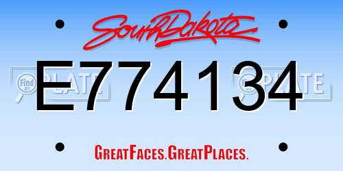 E774134 South Dakota License Plate