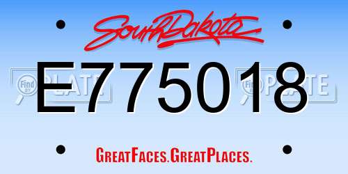 E775018 South Dakota License Plate