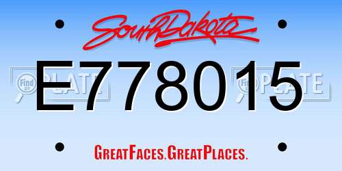 E778015 South Dakota License Plate