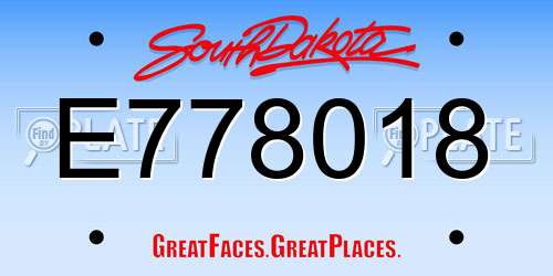 E778018 South Dakota License Plate