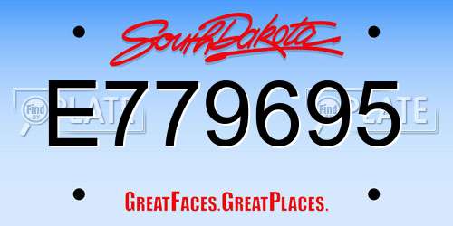 E779695 South Dakota License Plate