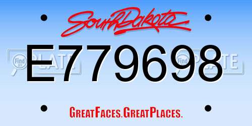 E779698 South Dakota License Plate