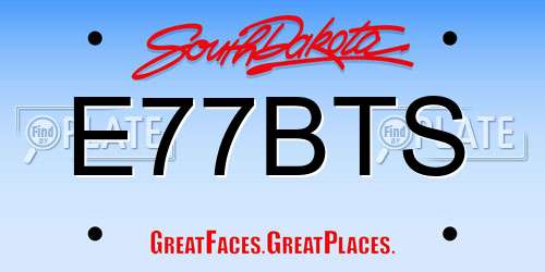E77BTS South Dakota License Plate