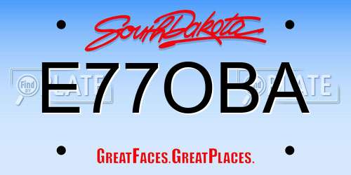 E77OBA South Dakota License Plate