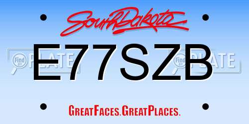 E77SZB South Dakota License Plate
