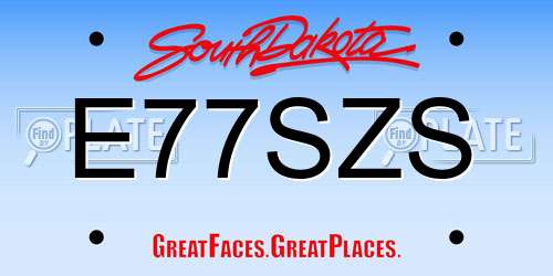 E77SZS South Dakota License Plate