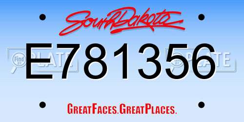 E781356 South Dakota License Plate