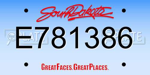 E781386 South Dakota License Plate
