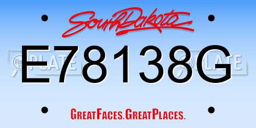 E78138G South Dakota License Plate
