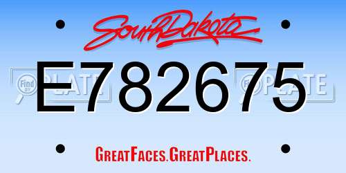 E782675 South Dakota License Plate