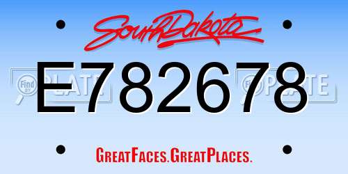 E782678 South Dakota License Plate