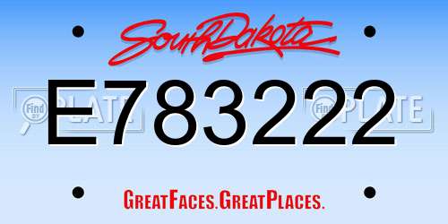 E783222 South Dakota License Plate