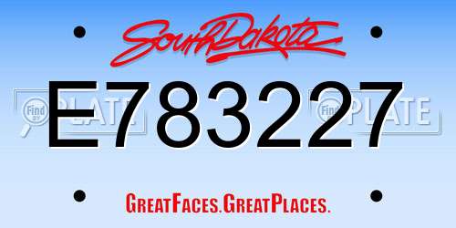 E783227 South Dakota License Plate