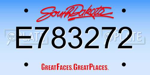 E783272 South Dakota License Plate