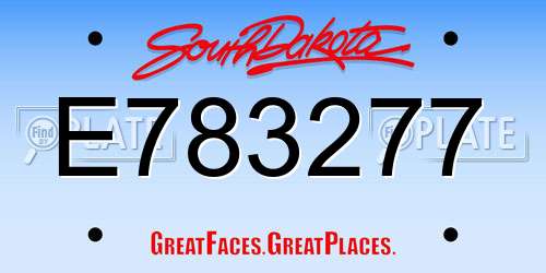 E783277 South Dakota License Plate