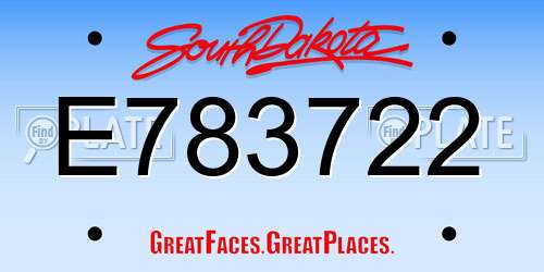 E783722 South Dakota License Plate