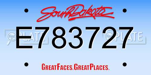 E783727 South Dakota License Plate