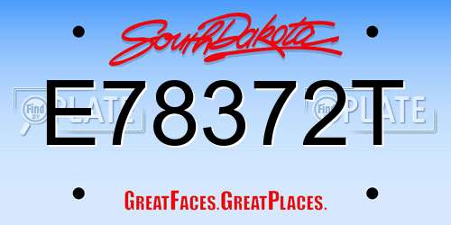E78372T South Dakota License Plate