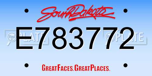 E783772 South Dakota License Plate