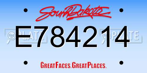 E784214 South Dakota License Plate