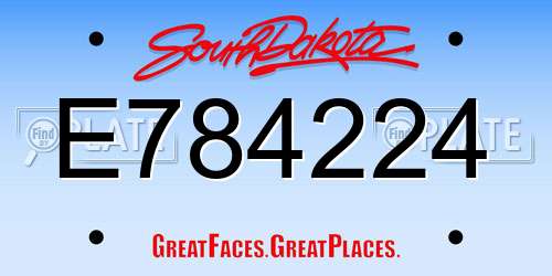 E784224 South Dakota License Plate
