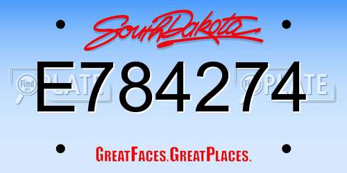 E784274 South Dakota License Plate